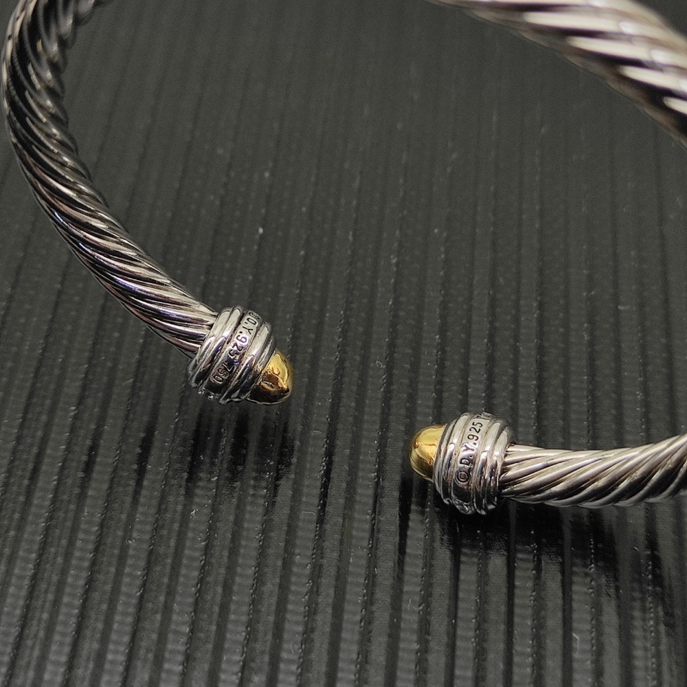 ✨David Yurman Two-Tone Cable Open Cuff Bracelet - Silver and Gold - Picture 4 of 6